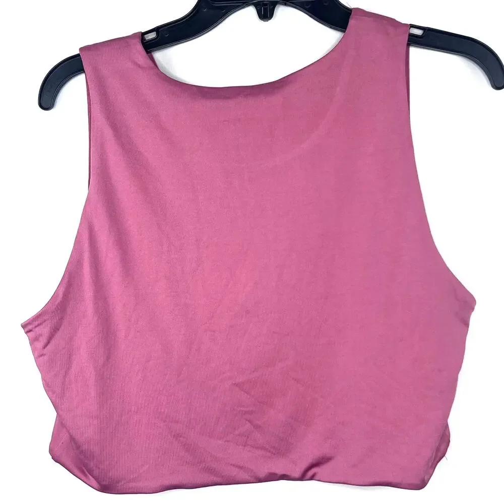Nina Parker Size 1X Crew Neck Pink Cropped Tank Top